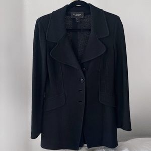 Black St. John Caviar Single Breasted Knit Blazer Jacket Topper